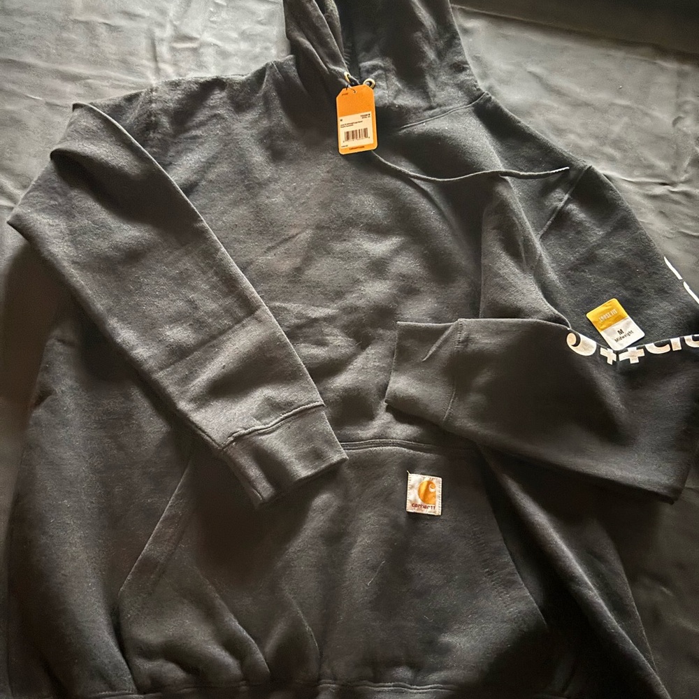 Carhartt Men's Black Hoodie with Sleeve Logo. Brand new either sex. - Picture 2 of 8